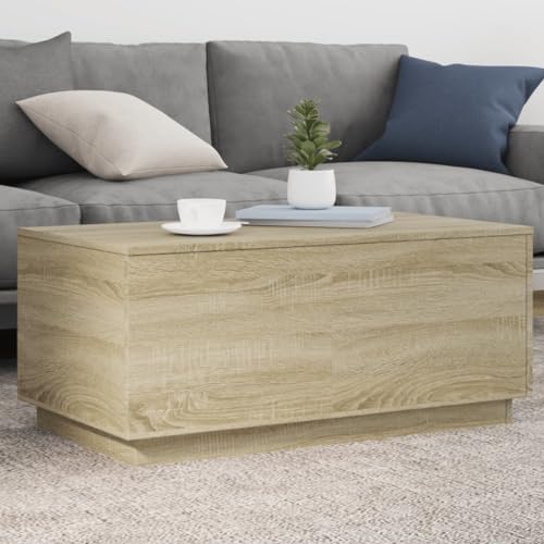CKioict Couchtisch mit LED-Leuchten Sonoma-Eiche Coffee Table wohnzimmertisch for Innenraum Esszimmer 90x50x40 cm von CKioict