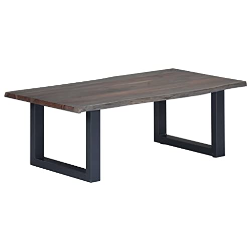 CKioict Couchtisch mit Naturkanten Grau beistelltisch Wohnzimmer möbel for Innenraum Wohnzimmer 115x60x40 cm Massivholz Akazie von CKioict