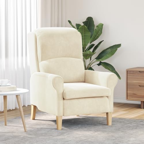 CKioict Creme Sessel Creme Stoff und Holz Mittel Chair Stuhl schminktisch for Innenraum Büro von CKioict