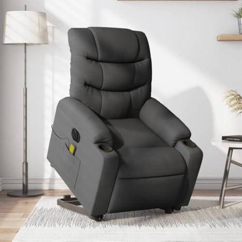 CKioict Elektrischer Massagesessel mit Aufstehhilfe Dunkelgrau Stoff cocktailsessel Stuhl schminktisch for Büro Wohnzimmer von CKioict