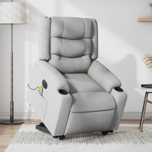 CKioict Elektrischer Massagesessel mit Aufstehhilfe Hellgrau Stoff Chair Stuhl schminktisch for Innenraum Büro von CKioict