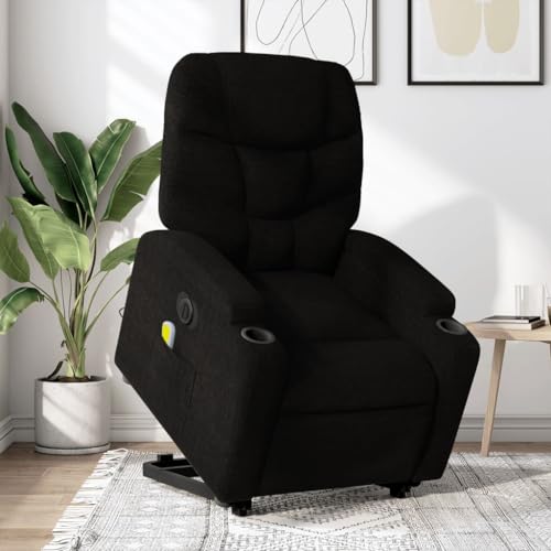 CKioict Elektrischer Massagesessel mit Aufstehhilfe Schwarz Stoff Lounge Sessel lesesessel for Büro Wohnzimmer von CKioict