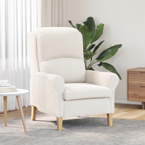 CKioict Ergonomischer Sessel Creme Stoff, Holz Standard Ergonomisch Chair Stuhl schminktisch for Wohnzimmer Innenraum von CKioict