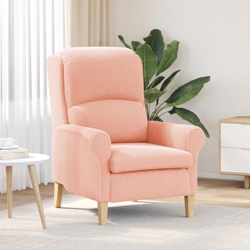 CKioict Ergonomischer Sessel Rosa Stoff, Holz Mittel Ergonomisch fernsehsessel ohrensessel mit hocker for Wohnzimmer Innenraum von CKioict