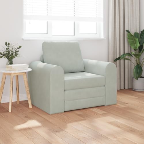 CKioict Helles Graues Sofabett mit Polsterkissen, Modernes Schlafsofa für kleine Räume, Platzsparendes Gästebett aus Holzrahmen und Polyester von CKioict