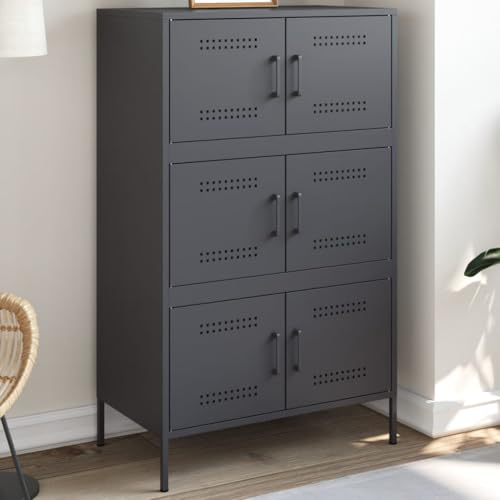 CKioict Highboard Anthrazit flurschrank Schrank for Wohnzimmer Schlafzimmer 68x39x113 cm Stahl von CKioict