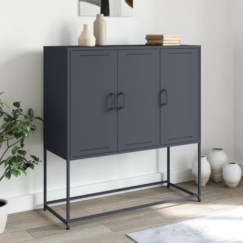 CKioict Highboard Anthrazit sideboards gartenschrank for Wohnzimmer Schlafzimmer 100,5x39x107 cm Stahl von CKioict