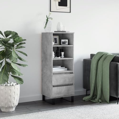 CKioict Highboard Betongrau flurschrank gartenschrank for Wohnzimmer Innenraum 40x36x110 cm Holzwerkstoff von CKioict