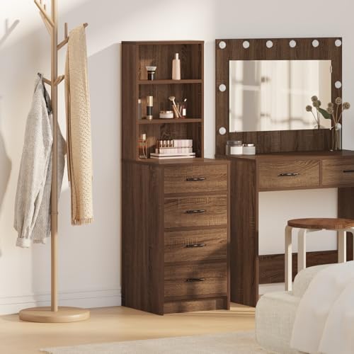 CKioict Highboard Braun Eiche Schrank gartenschrank for Büro Wohnzimmer 40x41x135 cm Holzwerkstoff von CKioict