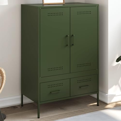 CKioict Highboard Olivgrün Schrank gartenschrank for Schlafzimmer Innenraum 68x39x101,5 cm Stahls von CKioict