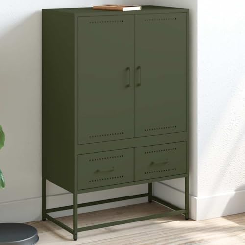 CKioict Highboard Olivgrün kommoden gartenschrank for Innenraum Schlafzimmer 68x39x111,5 cm Stahl von CKioict