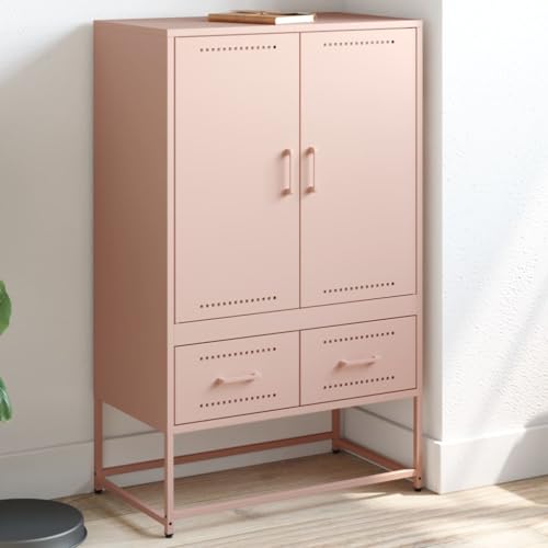 CKioict Highboard Rosa sideboards gartenschrank for Schlafzimmer Innenraum 68x39x111,5 cm Kaltgewalzter Stahl von CKioict