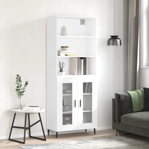 CKioict Highboard Weiß gartenschrank kleiderschrank for Büro Wohnzimmer 69,5x34x180 cm Holzwerkstoff von CKioict