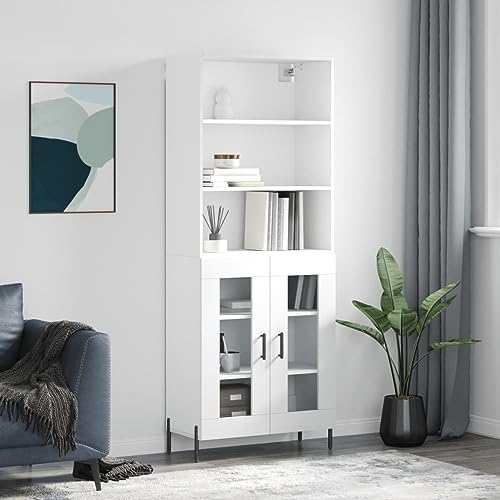 CKioict Highboard Weiß gartenschrank kleiderschrank for Schlafzimmer Innenraum 69,5x34x180 cm Holzwerkstoff von CKioict