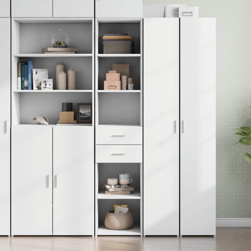 CKioict Highboard Weiß kleiderschrank gartenschrank for Wohnzimmer Schlafzimmer 40x42,5x185 cm Holzwerkstoff von CKioict