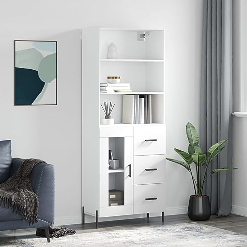 CKioict Highboard Weiß kleiderschrank sideboards for Innenraum Büro 69,5x34x180 cm Holzwerkstoff von CKioict