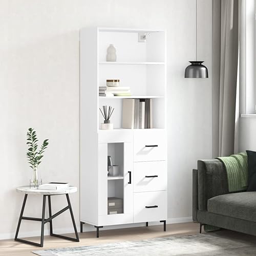 CKioict Highboard Weiß kleiderschrank sideboards for Wohnzimmer Schlafzimmer 69,5x34x180 cm Holzwerkstoff von CKioict