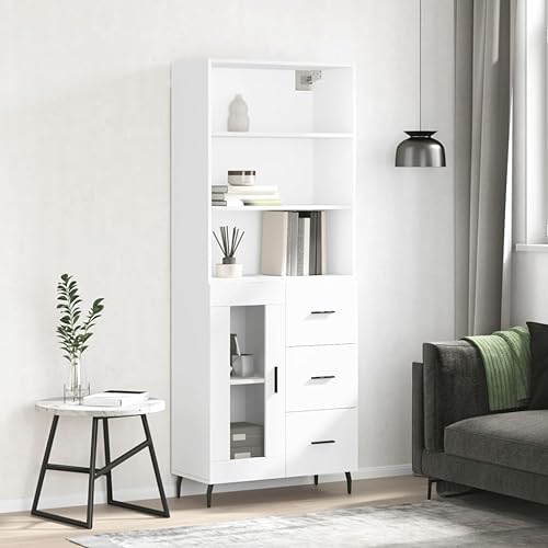 CKioict Highboard Weiß sideboards Schrank for Innenraum Büro 69,5x34x180 cm Holzwerkstoff von CKioict