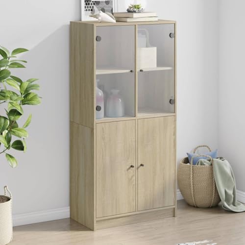 CKioict Highboard mit Türen Sonoma-Eiche gartenschrank flurschrank for Büro Schlafzimmer 68x37x142 cm Holzwerkstoff von CKioict
