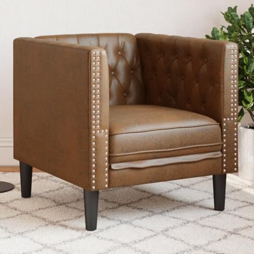CKioict Hochwertiger Chesterfield Sessel aus strapazierfähigem Mikrofaserstoff, bequem mit gepolsterter Sitzfläche und klassischer Knopfheftung, ideal für Wohnzimmer von CKioict
