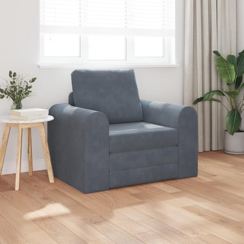 CKioict Klappbares Schlafsofa in Dunkelgrau mit Polsterkissen – Platzsparendes Gästebett für kleine Wohnungen, Stabiles Holzrahmen-Design für Wohnzimmer und Gästezimmer von CKioict
