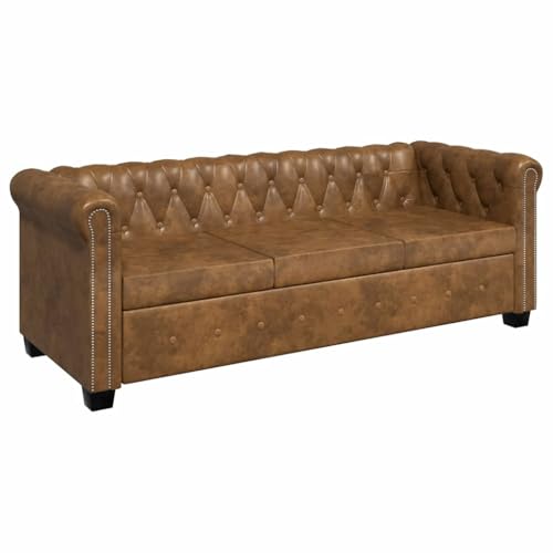 CKioict Klassisches Chesterfield Sofa 3-Sitzer mit Knopfheftung und Nieten, Luxus Sofa aus strapazierfähigem Kunstleder für Elegantes Wohnzimmer oder Büro, bequem CKioict Klassisches Chesterfield Sofa 3-Sitzer mit Knopfheftung und Nieten, Luxus Sofa aus strapazierfähigem Kunstleder für Elegantes Wohnzimmer oder Büro, bequem von CKioict