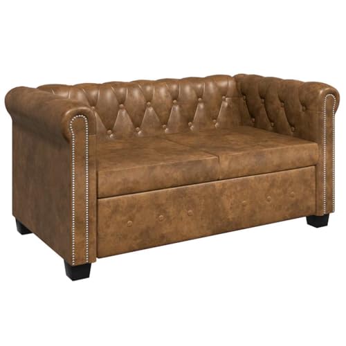 CKioict Klassisches Chesterfield-Sofa mit Knopfheftung und Nieten, 2-Sitzer Kunstleder Couch mit gepolstertem Sitz und geschwungenen Armlehnen für Wohnzimmer und Büro, CKioict Klassisches Chesterfield-Sofa mit Knopfheftung und Nieten, 2-Sitzer Kunstleder Couch mit gepolstertem Sitz und geschwungenen Armlehnen für Wohnzimmer und Büro, von CKioict