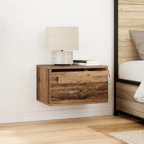 CKioict LED Nachttische 2 STK. Wandmontage Altholz kommode mit schubladen nachttisch for Wohnzimmer Zimmer von CKioict