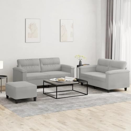 CKioict Langlebige Mikrofaser Sofagarnitur mit Fußhocker, Bequemes 3-Sitzer Sofa Set für Wohnzimmer, Robuste Polstergarnitur mit Sitzbank und Hocker, Grau CKioict Langlebige Mikrofaser Sofagarnitur mit Fußhocker, Bequemes 3-Sitzer Sofa Set für Wohnzimmer, Robuste Polstergarnitur mit Sitzbank und Hocker, Grau von CKioict