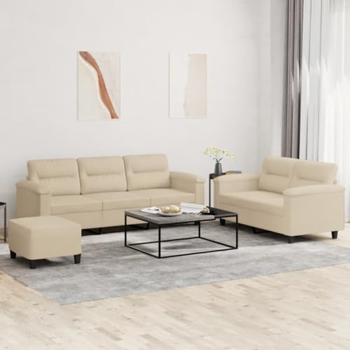 CKioict Langlebige Mikrofaser Sofagarnitur mit Fußhocker, Bequemes 3-Sitzer Sofa Set für Wohnzimmer, Robuste Polstergarnitur mit Sitzbank und Hocker, Grau CKioict Langlebige Mikrofaser Sofagarnitur mit Fußhocker, Bequemes 3-Sitzer Sofa Set für Wohnzimmer, Robuste Polstergarnitur mit Sitzbank und Hocker, Grau von CKioict