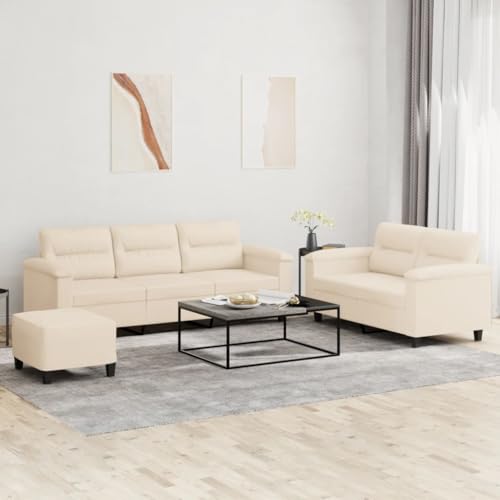 CKioict Langlebiges Mikrofaser Sofa Set mit Hocker, Bequemes 3-Sitzer Sofa für Wohnzimmer, Robuste Polstergarnitur mit Sitzbank und Fußhocker, Fleckenresistent und CKioict Langlebiges Mikrofaser Sofa Set mit Hocker, Bequemes 3-Sitzer Sofa für Wohnzimmer, Robuste Polstergarnitur mit Sitzbank und Fußhocker, Fleckenresistent und von CKioict