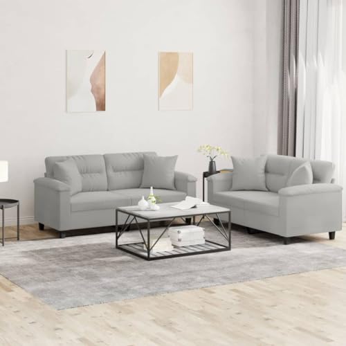 CKioict Langlebiges Mikrofaser Sofa Set mit Zierkissen, Bequemes 3-Sitzer Wohnzimmer Sofa für Entspannung, Lesen und Fernsehen, Robustes Gestell aus Sperrholz und CKioict Langlebiges Mikrofaser Sofa Set mit Zierkissen, Bequemes 3-Sitzer Wohnzimmer Sofa für Entspannung, Lesen und Fernsehen, Robustes Gestell aus Sperrholz und von CKioict