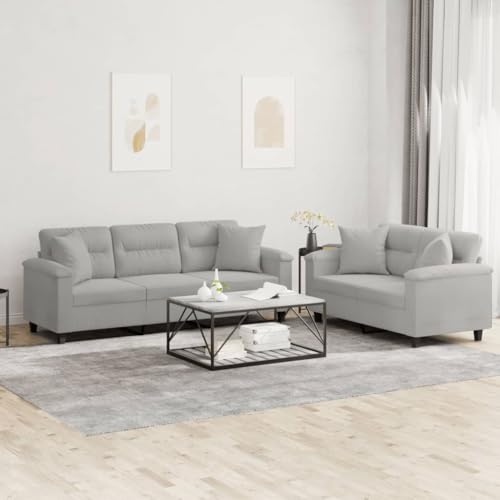 CKioict Langlebiges Mikrofaser Sofa Set mit Zierkissen, Robuste Sofagarnitur für Wohnzimmer, Bequemes Sitzmöbel mit Stabilen Gestell und Dicker Polsterung zum CKioict Langlebiges Mikrofaser Sofa Set mit Zierkissen, Robuste Sofagarnitur für Wohnzimmer, Bequemes Sitzmöbel mit Stabilen Gestell und Dicker Polsterung zum von CKioict