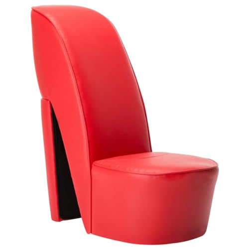 CKioict Lesesessel Cocktailsessel Moderner Polstersessel Stuhl in Stöckelschuh-Form Rot KunstlederGeeignet für Büro, Schlafzimmer, Arbeitszimmer von CKioict