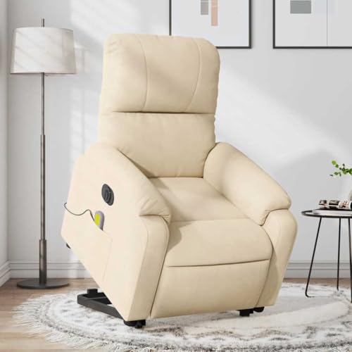 CKioict Massagesessel Aufstehhilfe Elektrisch Creme Mikrofasergewebe fernsehsessel Lounge Sessel for Büro Innenraum von CKioict