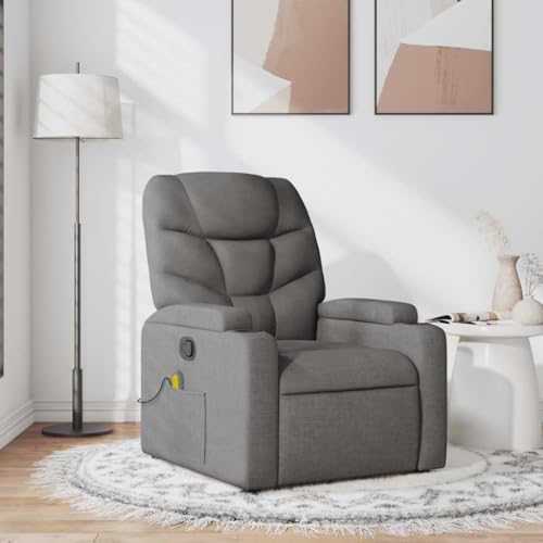CKioict Massagesessel Dunkelgrau Stoff ohrensessel mit hocker lesesessel for Schlafzimmer Balkon von CKioict