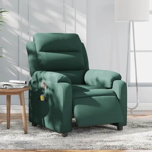 CKioict Massagesessel Elektrisch Dunkelgrün Samt ohrensessel mit hocker lesesessel for Innenraum Wohnzimmer von CKioict