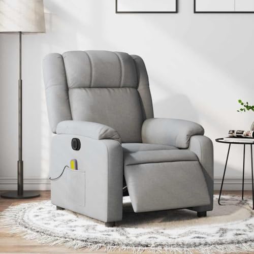 CKioict Massagesessel Elektrisch Hellgrau Stoff ohrensessel mit hocker cocktailsessel for Innenraum Schlafzimmer von CKioict