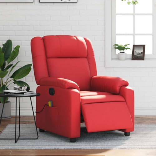 CKioict Massagesessel Elektrisch Rot Kunstleder Stuhl schminktisch Lounge Sessel for Balkon Büro von CKioict