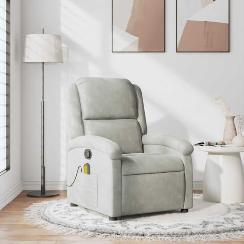 CKioict Massagesessel Hellgrau Samt cocktailsessel ohrensessel mit hocker for Büro Balkon von CKioict