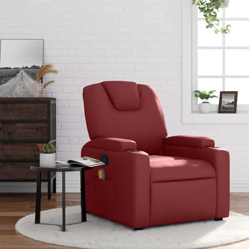 CKioict Massagesessel Weinrot Kunstleder ohrensessel mit hocker Lounge Sessel for Balkon Innenraum von CKioict