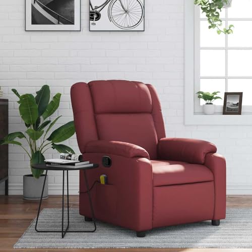 CKioict Massagesessel Weinrot Kunstleder ohrensessel mit hocker Lounge Sessel for Schlafzimmer Wohnzimmer CKioict Massagesessel Weinrot Kunstleder ohrensessel mit hocker Lounge Sessel for Schlafzimmer Wohnzimmer von CKioict