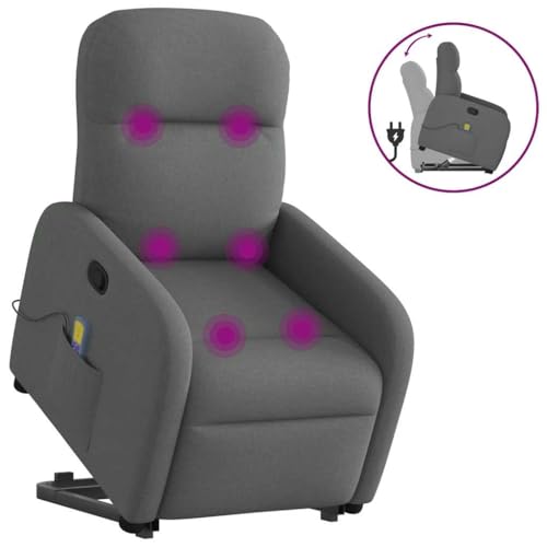 CKioict Massagesessel mit Aufstehhilfe Dunkelgrau Stoff fernsehsessel cocktailsessel for Wohnzimmer Büro von CKioict