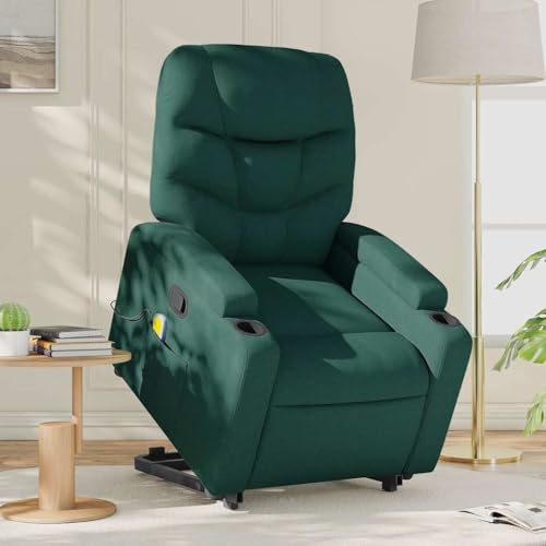 CKioict Massagesessel mit Aufstehhilfe Dunkelgrün Stoff Stuhl schminktisch cocktailsessel for Schlafzimmer Büro von CKioict