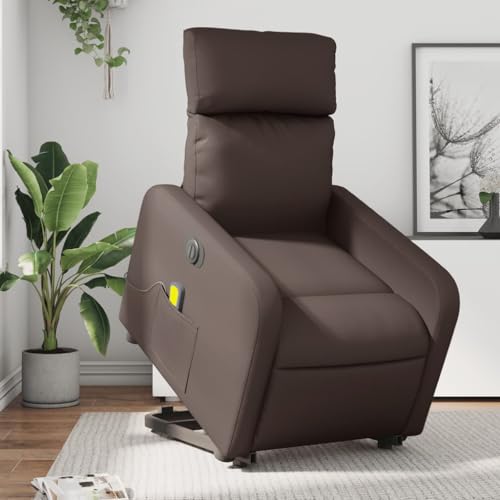CKioict Massagesessel mit Aufstehhilfe Elektrisch Braun Kunstleder Lounge Sessel lesesessel for Innenraum Büro von CKioict