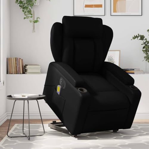 CKioict Massagesessel mit Aufstehhilfe Elektrisch Schwarz Kunstleder Chair lesesessel for Wohnzimmer Innenraum von CKioict