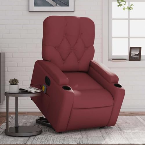 CKioict Massagesessel mit Aufstehhilfe Elektrisch Weinrot Kunstleder cocktailsessel lesesessel for Balkon Wohnzimmer CKioict Massagesessel mit Aufstehhilfe Elektrisch Weinrot Kunstleder cocktailsessel lesesessel for Balkon Wohnzimmer von CKioict