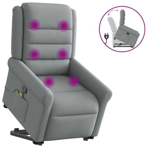CKioict Massagesessel mit Aufstehhilfe Hellgrau Stoff lesesessel cocktailsessel for Balkon Wohnzimmer von CKioict