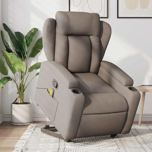 CKioict Massagesessel mit Aufstehhilfe Taupe Stoff Lounge Sessel lesesessel for Balkon Schlafzimmer von CKioict