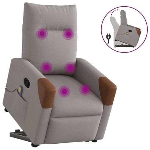 CKioict Massagesessel mit Aufstehhilfe Taupe Stoff Stuhl schminktisch lesesessel for Balkon Büro von CKioict
